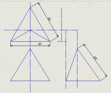 1辺60正三角錐2次元図面